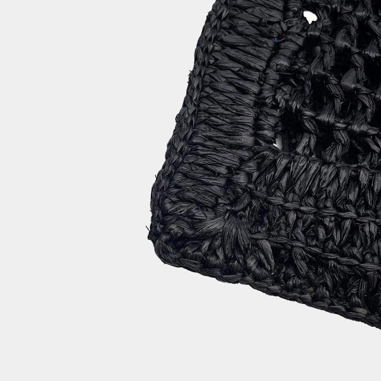 Pre Owned Chloe Summer Banana Tote Bag Black Raffia