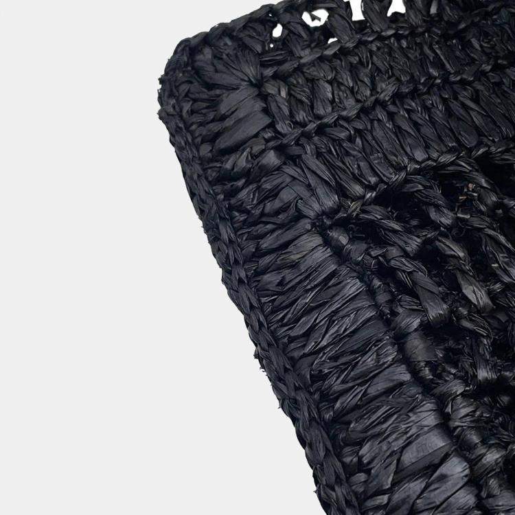 Pre Owned Chloe Summer Banana Tote Bag Black Raffia