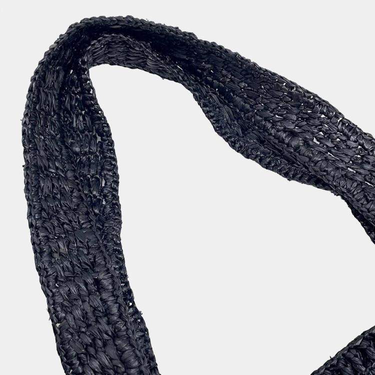 Pre Owned Chloe Summer Banana Tote Bag Black Raffia