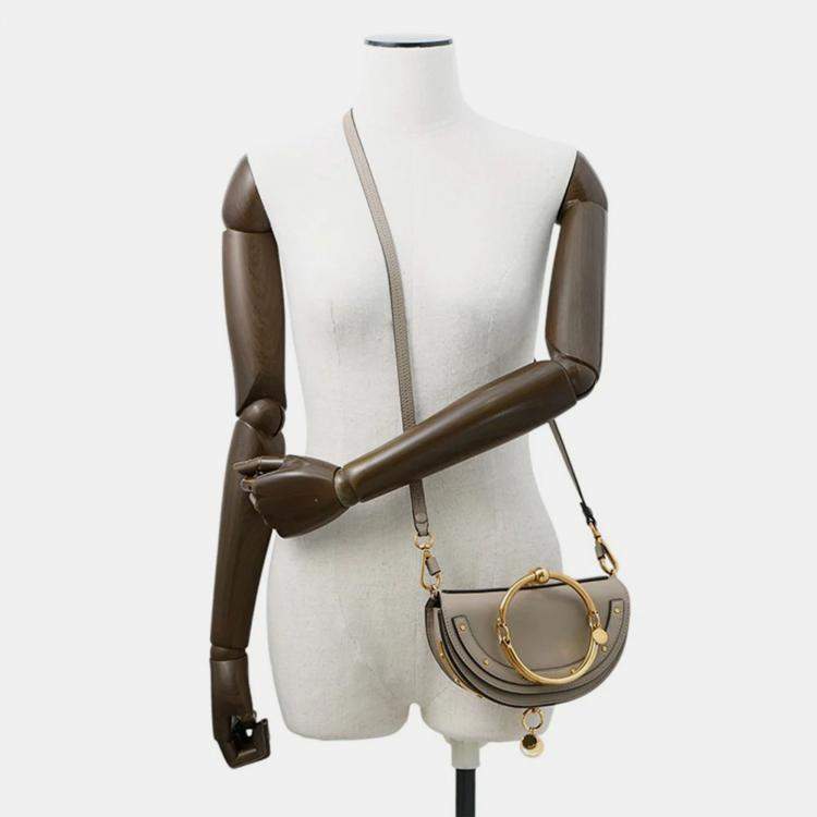 Pre Owned Chloe Nile Minaudiere 2-Way Bag Gray Leather