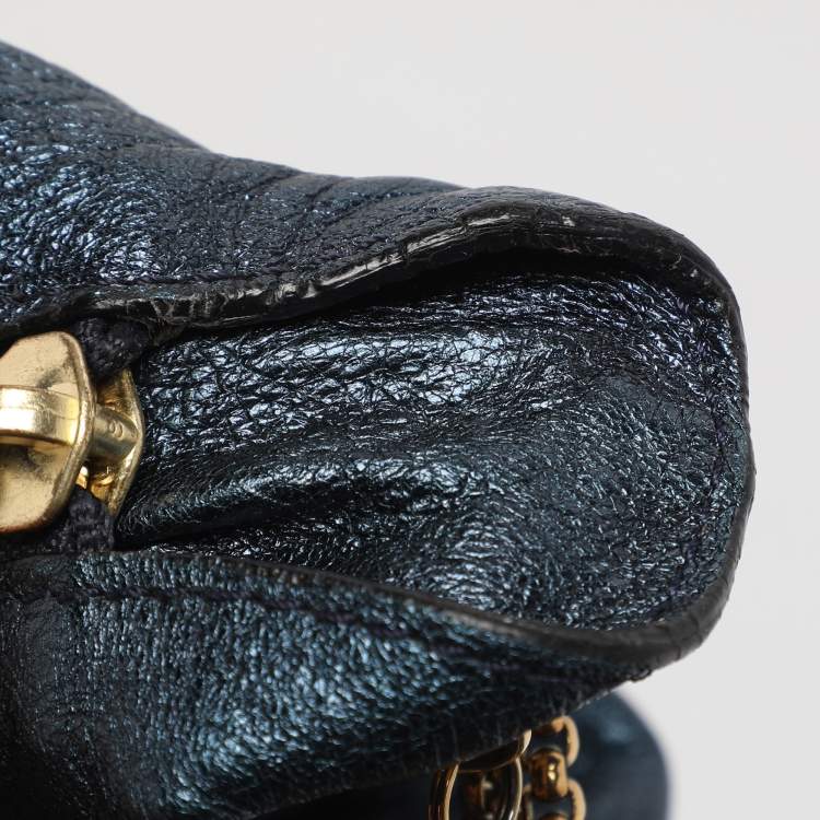 Pre Owned Chloe Metallic Blue Leather Milton Triple Chain Hobo