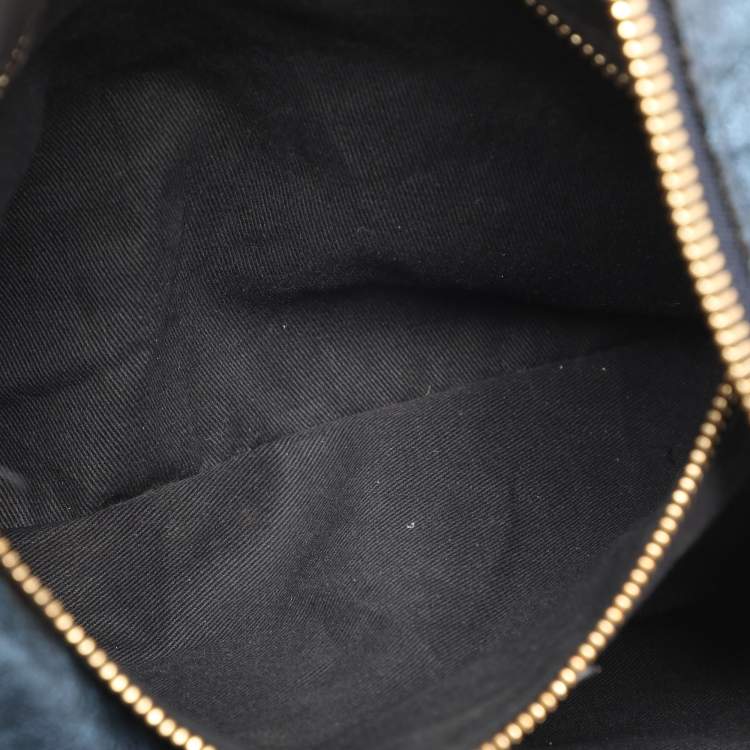 Pre Owned Chloe Metallic Blue Leather Milton Triple Chain Hobo