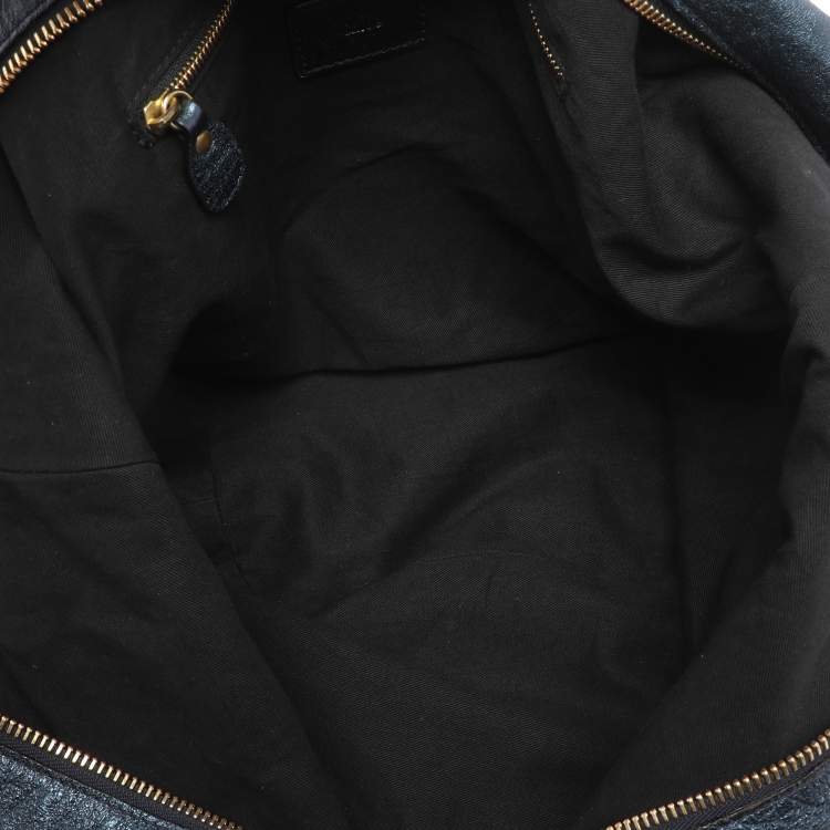 Pre Owned Chloe Metallic Blue Leather Milton Triple Chain Hobo