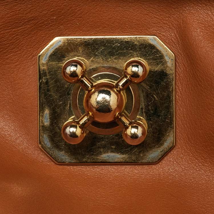 Pre Owned Chloe Orange Leather Medium Elsie Flap Top Handle Bag
