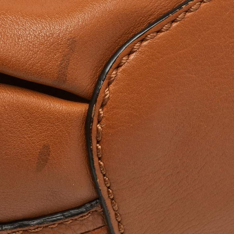 Pre Owned Chloe Orange Leather Medium Elsie Flap Top Handle Bag