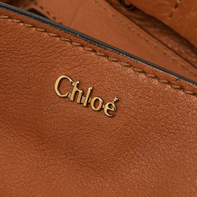 Pre Owned Chloe Orange Leather Medium Elsie Flap Top Handle Bag