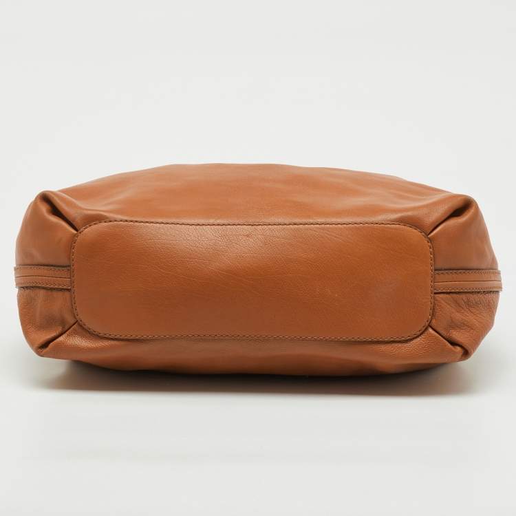 Pre Owned Chloe Orange Leather Medium Elsie Flap Top Handle Bag