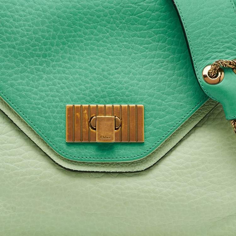 Pre Owned Chloe Green Leather Medium Sally Flap Shoulder Bag