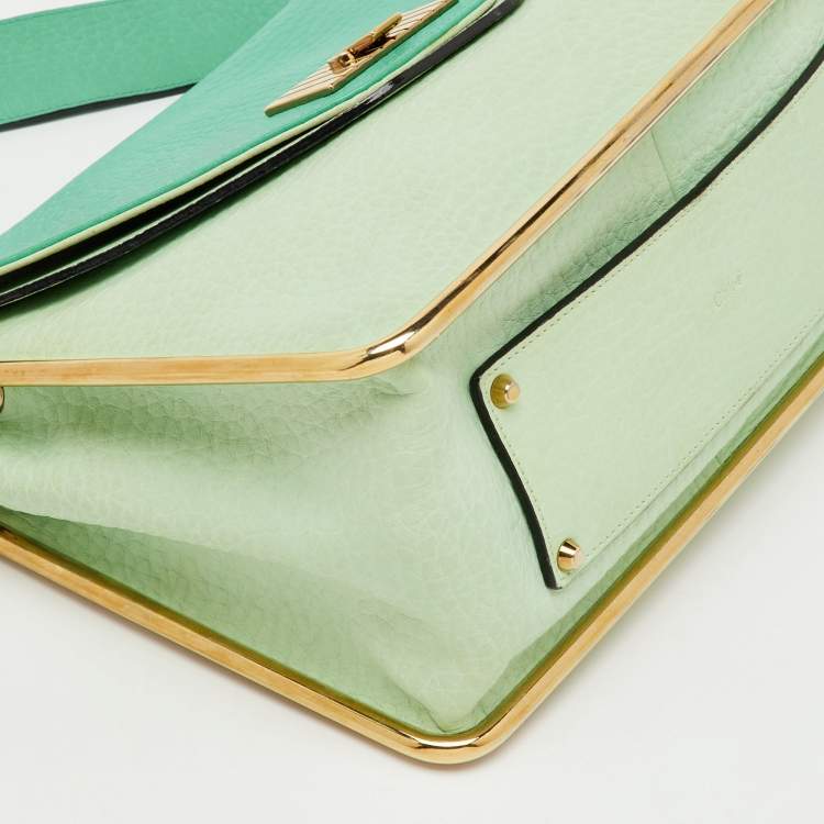 Pre Owned Chloe Green Leather Medium Sally Flap Shoulder Bag