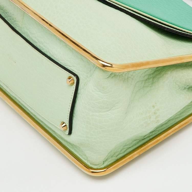 Pre Owned Chloe Green Leather Medium Sally Flap Shoulder Bag