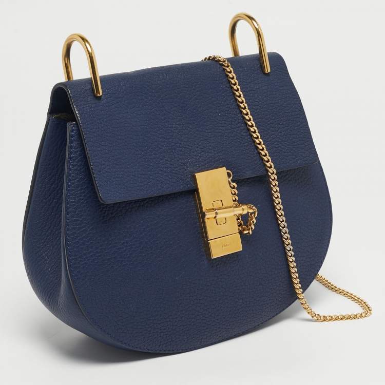 Pre Owned Chloe Navy Blue Medium Drew Shoulder Bag