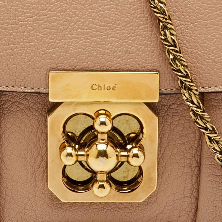 Pre Owned Chloe Beige Leather Mini Elsie Crossbody Bag