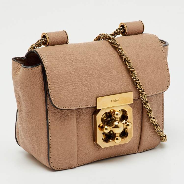 Pre Owned Chloe Beige Leather Mini Elsie Crossbody Bag