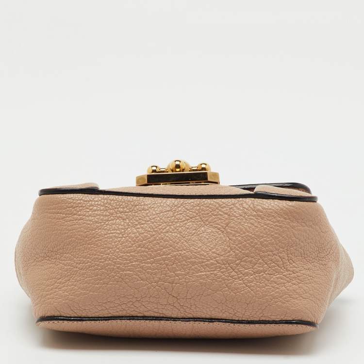 Pre Owned Chloe Beige Leather Mini Elsie Crossbody Bag
