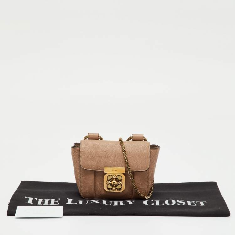 Pre Owned Chloe Beige Leather Mini Elsie Crossbody Bag