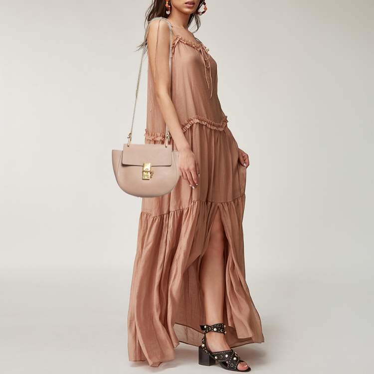 Pre Owned Chloe Pink Leather Medium Drew Shoulder Bag