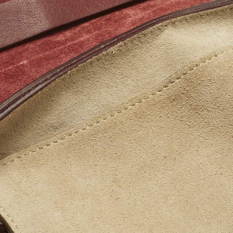Pre Owned Chloé Burgundy Suede and Leather Small Drew Shoulder Bag