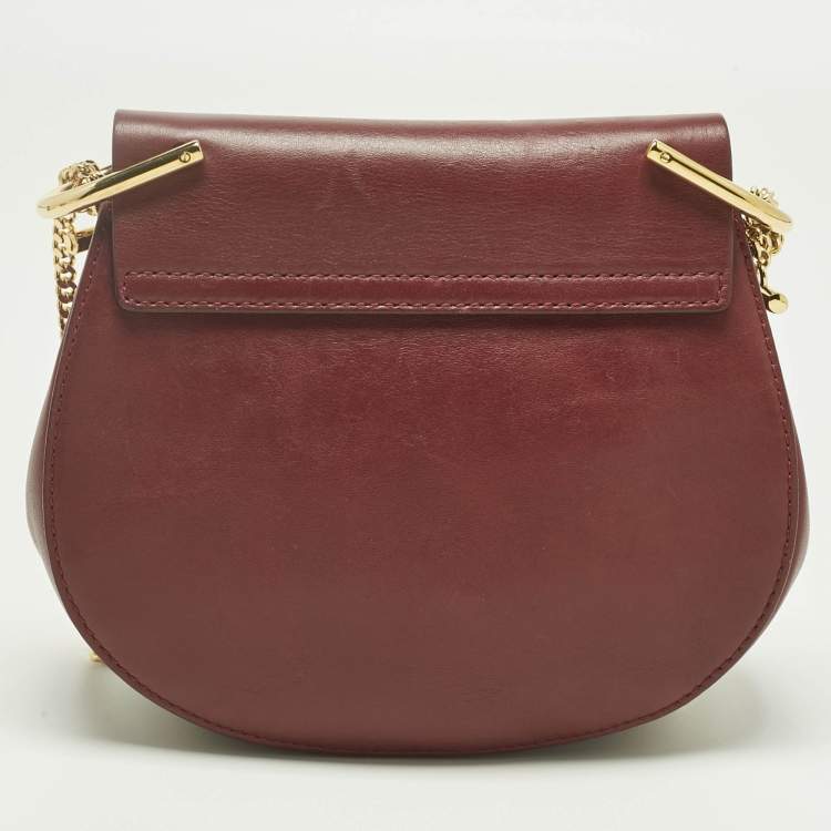 Pre Owned Chloé Burgundy Suede and Leather Small Drew Shoulder Bag