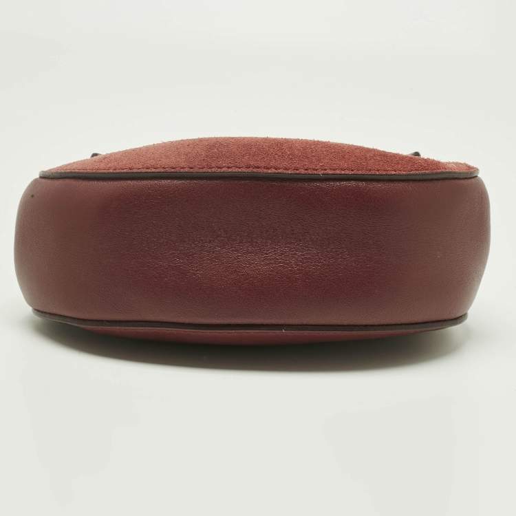 Pre Owned Chloé Burgundy Suede and Leather Small Drew Shoulder Bag