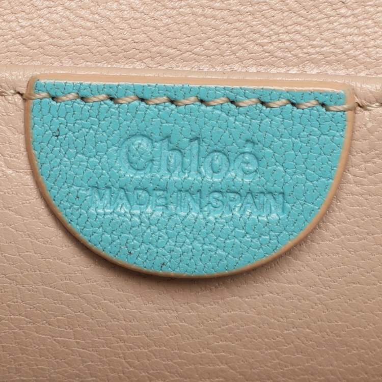 Pre Owned Chloe Turquoise Leather Mini Elsie Crossbody Bag