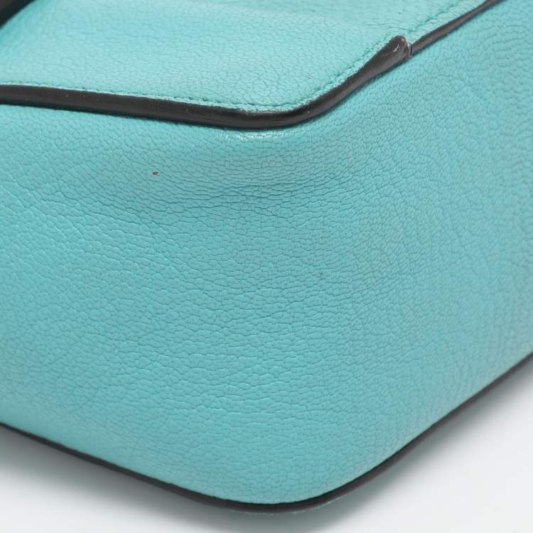 Pre Owned Chloe Turquoise Leather Mini Elsie Crossbody Bag