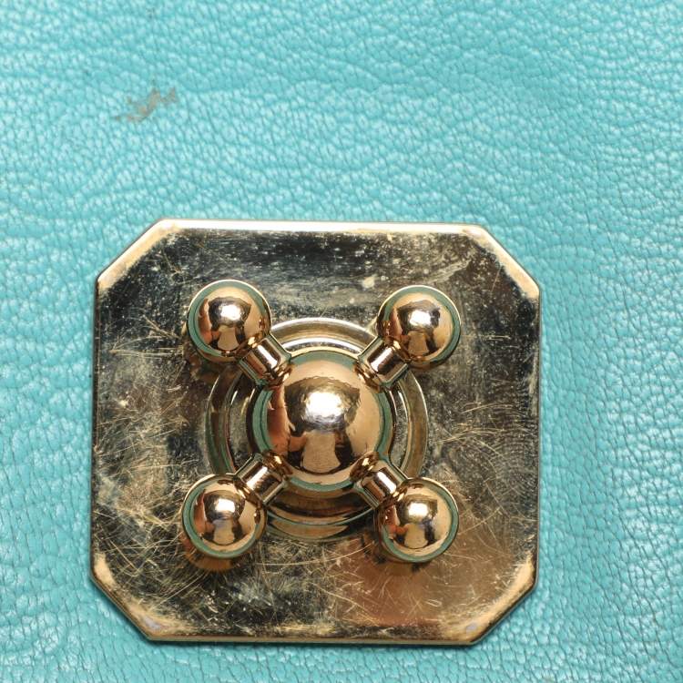 Pre Owned Chloe Turquoise Leather Mini Elsie Crossbody Bag