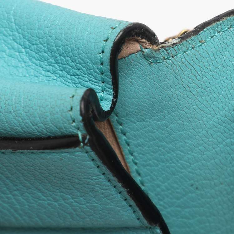 Pre Owned Chloe Turquoise Leather Mini Elsie Crossbody Bag
