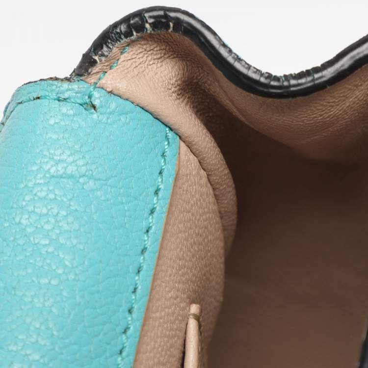 Pre Owned Chloe Turquoise Leather Mini Elsie Crossbody Bag