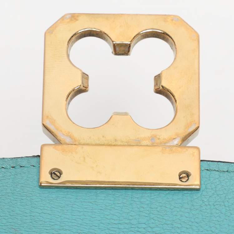 Pre Owned Chloe Turquoise Leather Mini Elsie Crossbody Bag