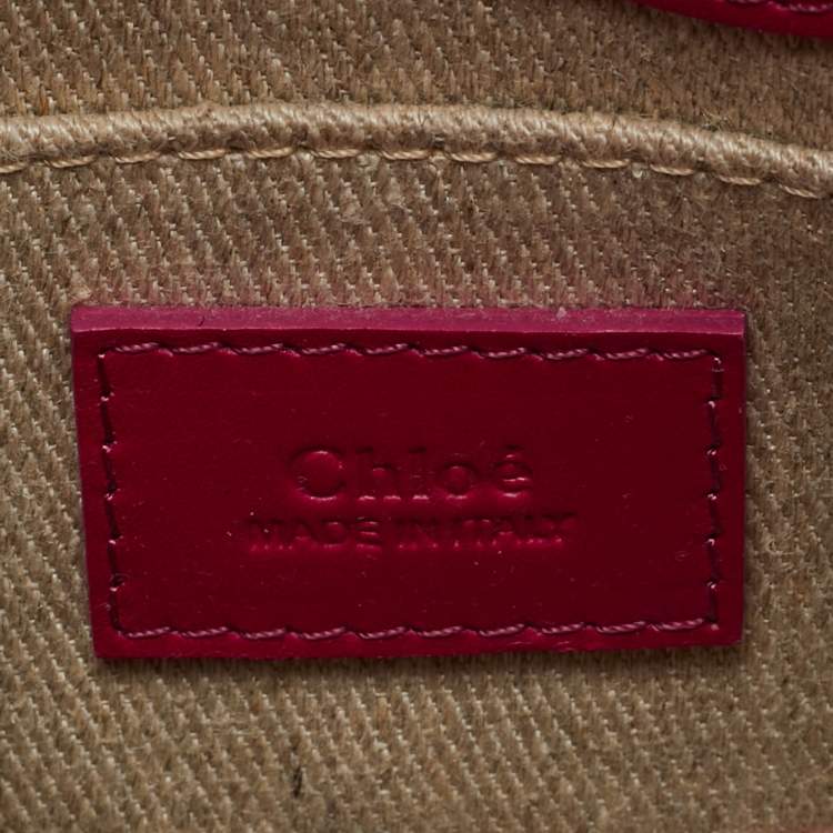 Pre Owned Chloe Magenta Leather Mini Woody Tote