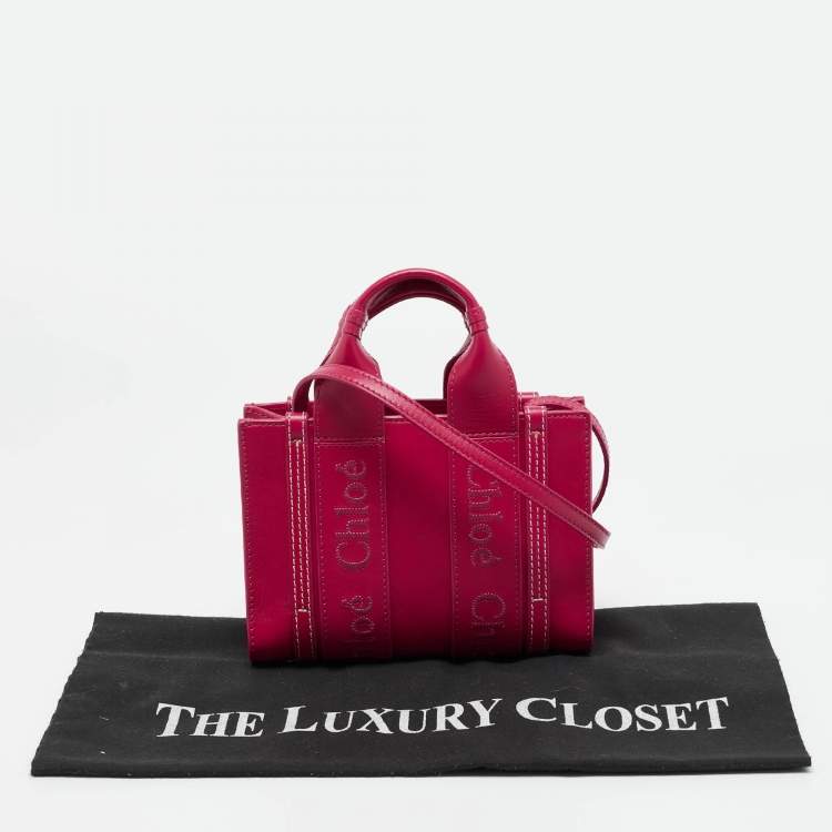 Pre Owned Chloe Magenta Leather Mini Woody Tote
