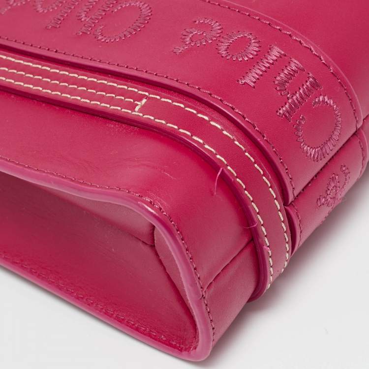 Pre Owned Chloe Magenta Leather Mini Woody Tote