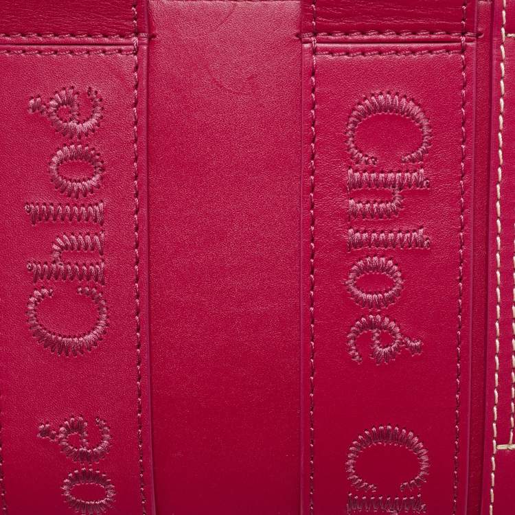 Pre Owned Chloe Magenta Leather Mini Woody Tote