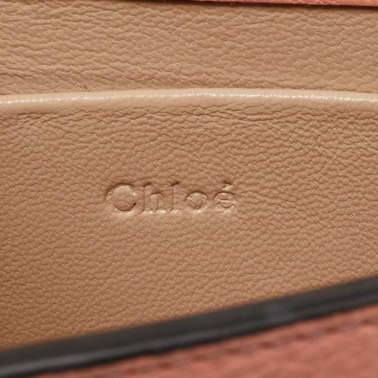Pre Owned Chloé Peach Leather Nile Bracelet Minaudiere Crossbody Bag