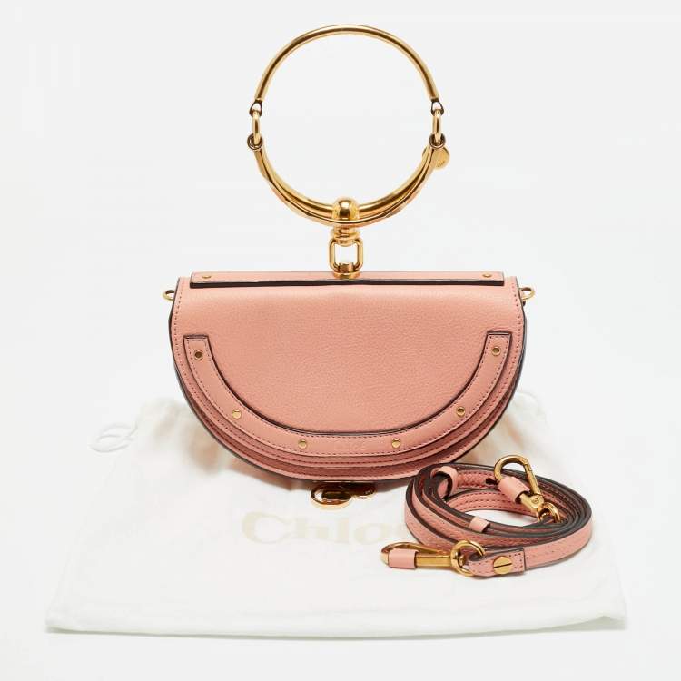 Pre Owned Chloé Peach Leather Nile Bracelet Minaudiere Crossbody Bag