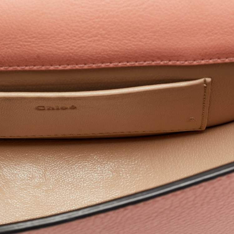 Pre Owned Chloé Peach Leather Nile Bracelet Minaudiere Crossbody Bag
