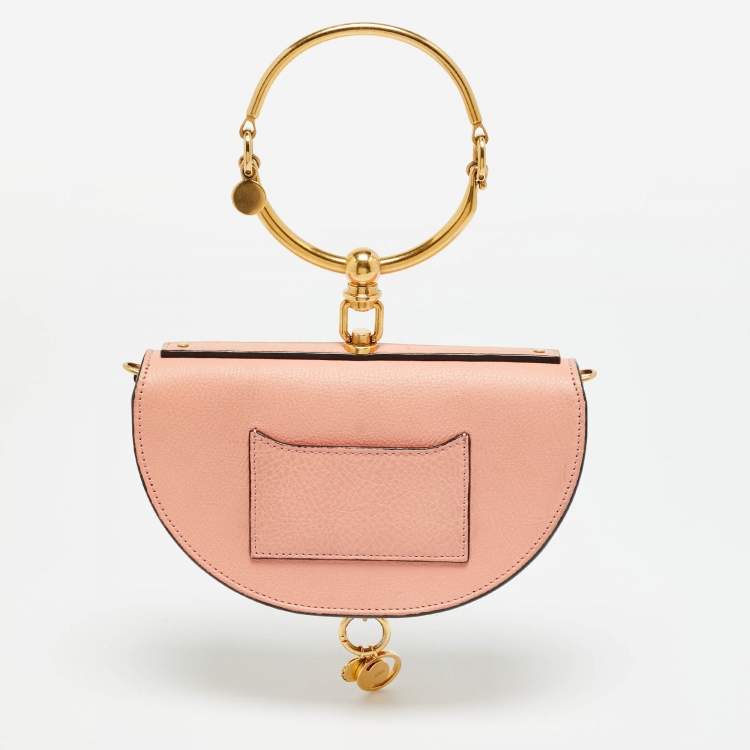 Pre Owned Chloé Peach Leather Nile Bracelet Minaudiere Crossbody Bag