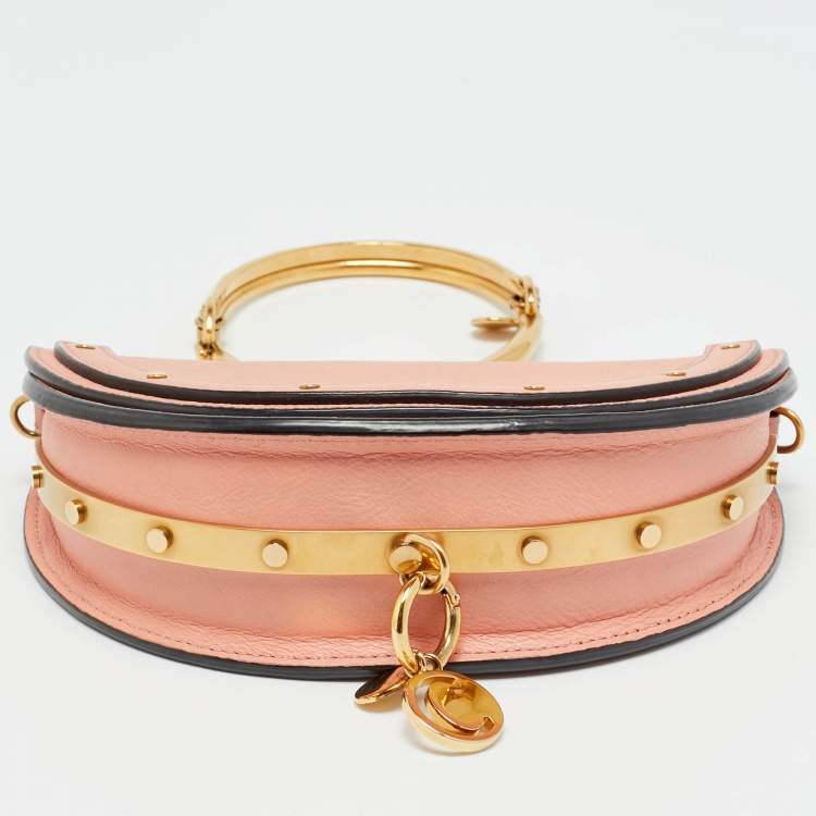 Pre Owned Chloé Peach Leather Nile Bracelet Minaudiere Crossbody Bag