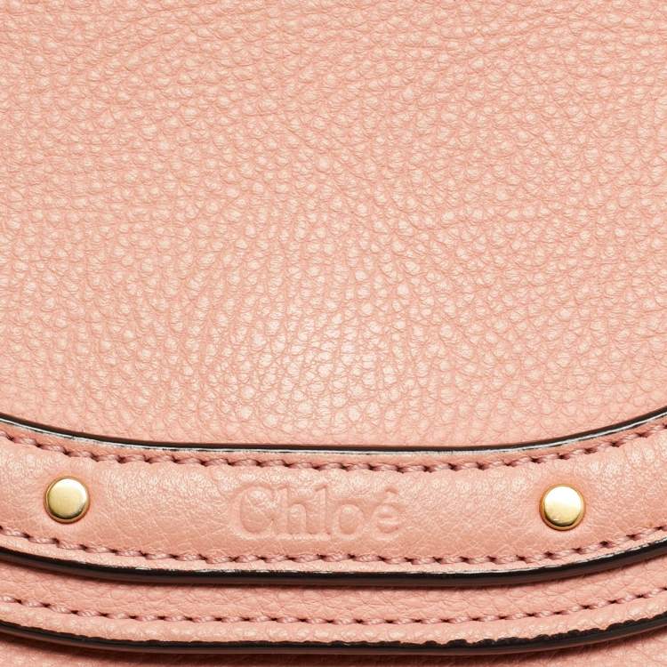 Pre Owned Chloé Peach Leather Nile Bracelet Minaudiere Crossbody Bag