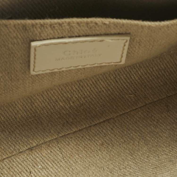 Pre Owned Chloe White/Beige Canvas Mini Woody Tote