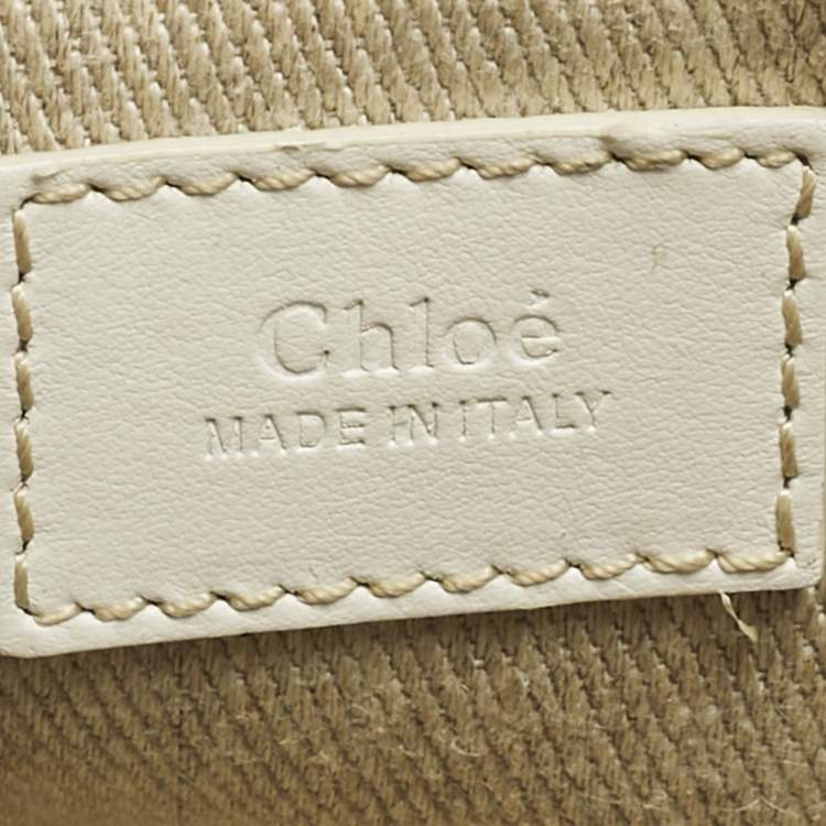 Pre Owned Chloe White/Beige Canvas Mini Woody Tote