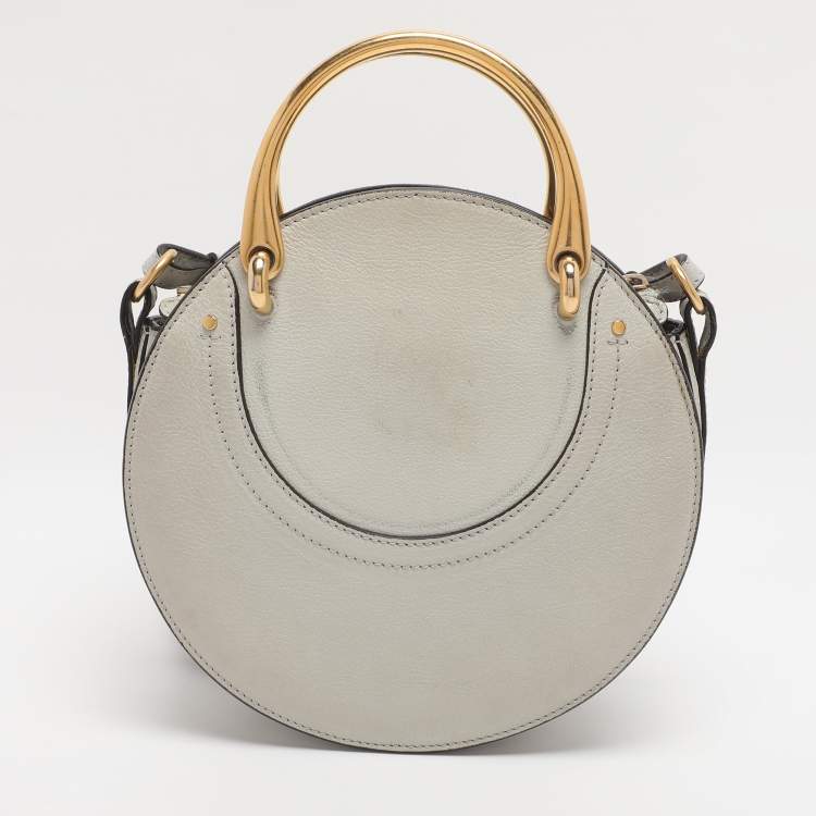 Pre Owned Chloe Grey Leather and Suede Small Pixie Round Crossbody Bag