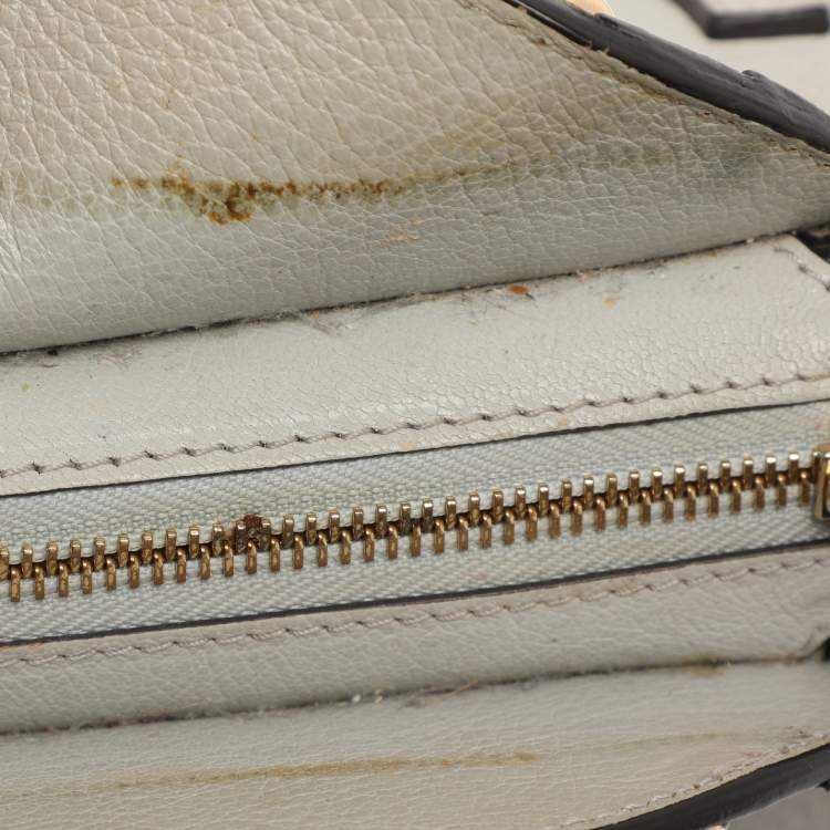 Pre Owned Chloe Grey Leather and Suede Small Pixie Round Crossbody Bag