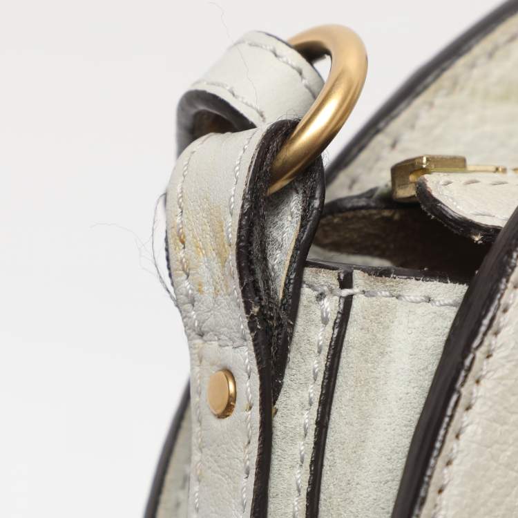 Pre Owned Chloe Grey Leather and Suede Small Pixie Round Crossbody Bag