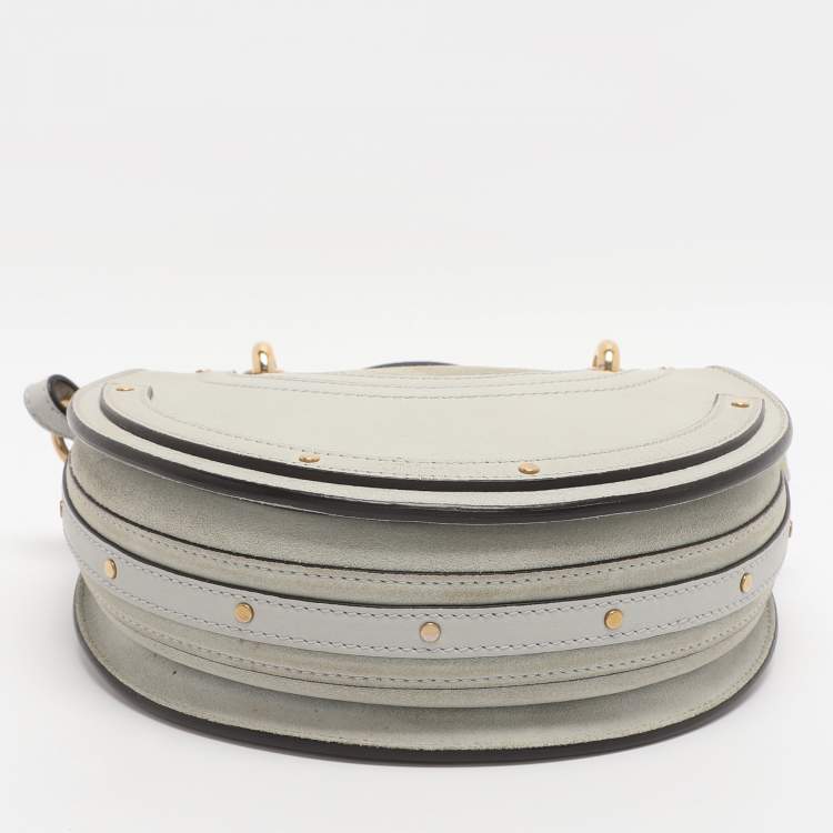 Pre Owned Chloe Grey Leather and Suede Small Pixie Round Crossbody Bag