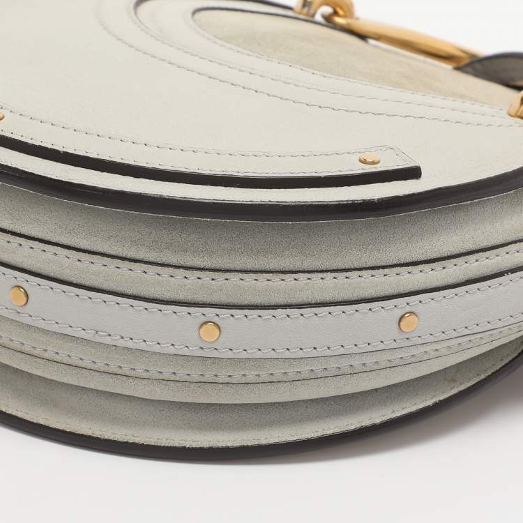 Pre Owned Chloe Grey Leather and Suede Small Pixie Round Crossbody Bag