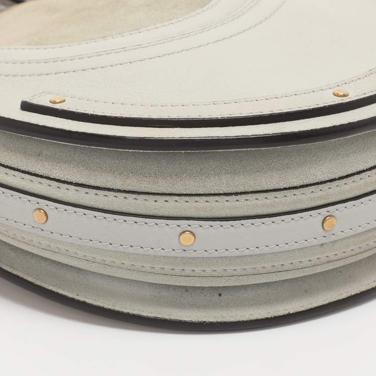 Pre Owned Chloe Grey Leather and Suede Small Pixie Round Crossbody Bag