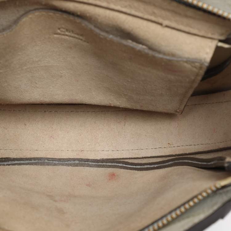 Pre Owned Chloe Grey Leather and Suede Small Pixie Round Crossbody Bag