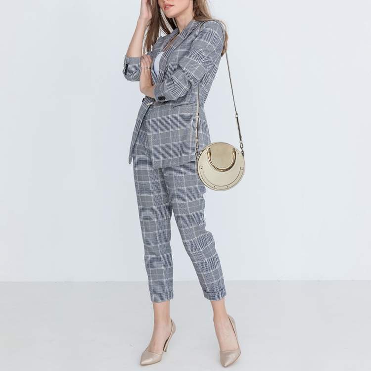 Pre Owned Chloe Grey Leather and Suede Small Pixie Round Crossbody Bag