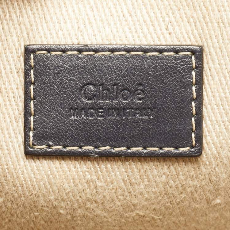 Pre Owned Chloe Beige/Black Canvas and Leather Large Woody Tote